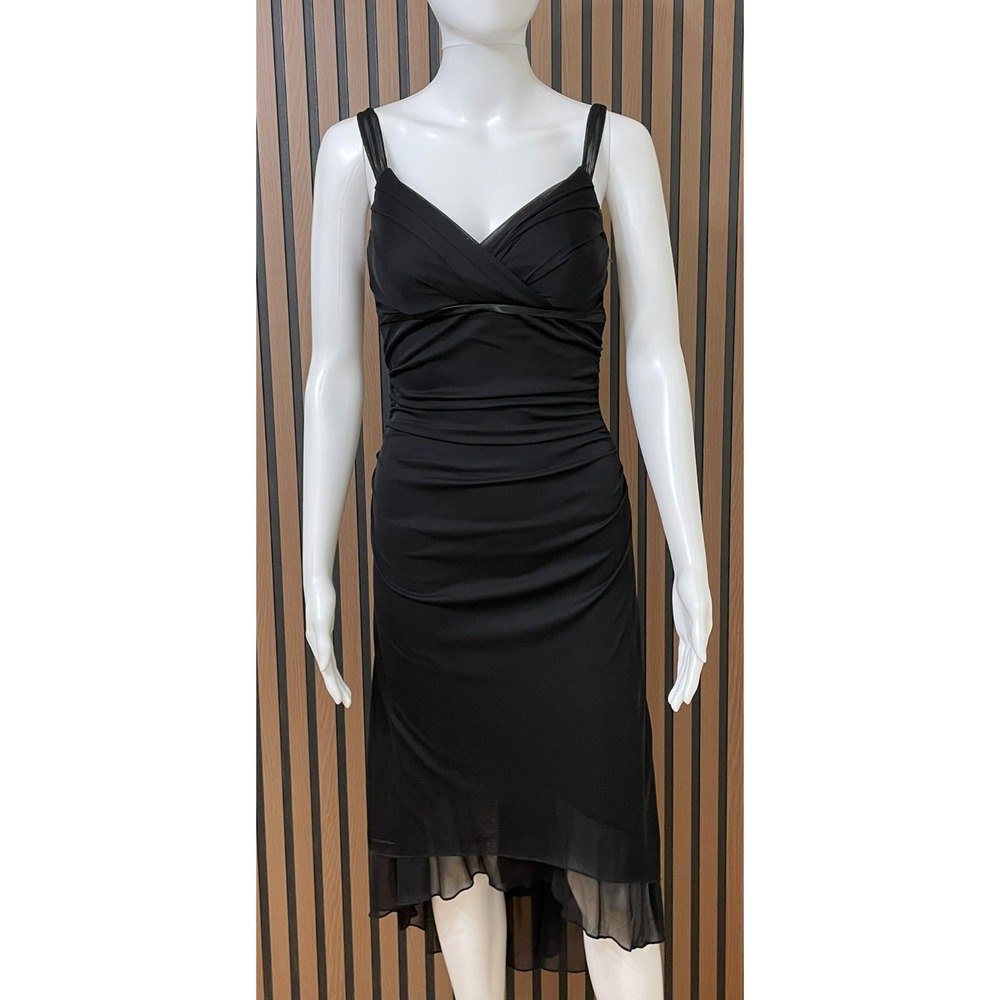 Ruby Rox Women's S Black Dress Y2k Gothic‎ Ruched Mesh Overlay Asymmetrical